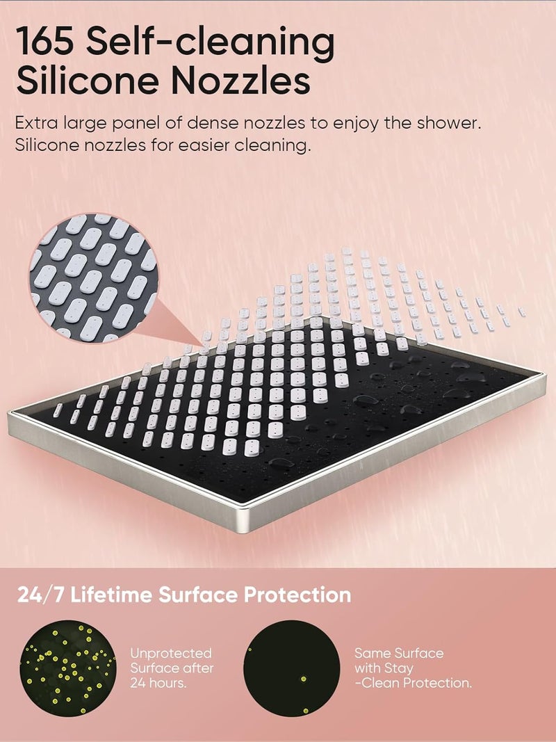 Cobbe 11.8 Inch Rain Shower Head with 6 Modes Handheld Water Spray，High Pressure Showerhead Combo with 11 Inch Adjustable Extension Arm, Brushed Nickel - Image 5